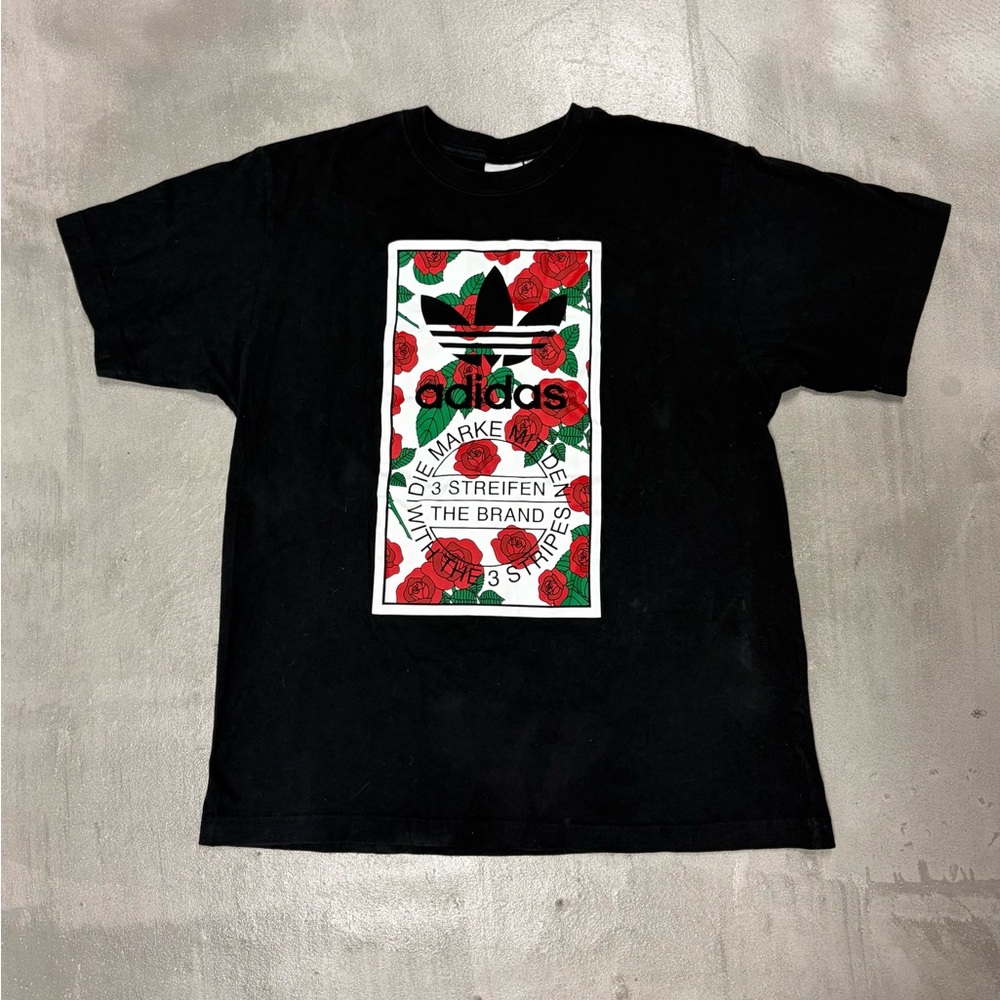 Adidas Black Tee with Red and Green Graphic